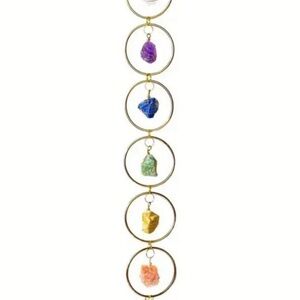 Golden or Copper Multi-Color Gemstone 7 Chakra Wall Hanging